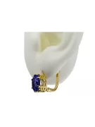 Or jaune 8 carats 333 Sapphire des boucles d'oreilles vec003x-sp Russe Soviétique URSS Bijoux vintage Art Deco style